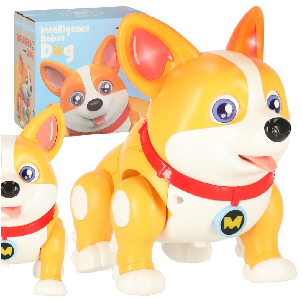 Pies-piesek-interaktywny-robot-Corgi-swiecace-uszy-muzyka-173682 Sensorinis kilimėlis montessori pėdų masažo dėlionė 8 dalių spalvinga
