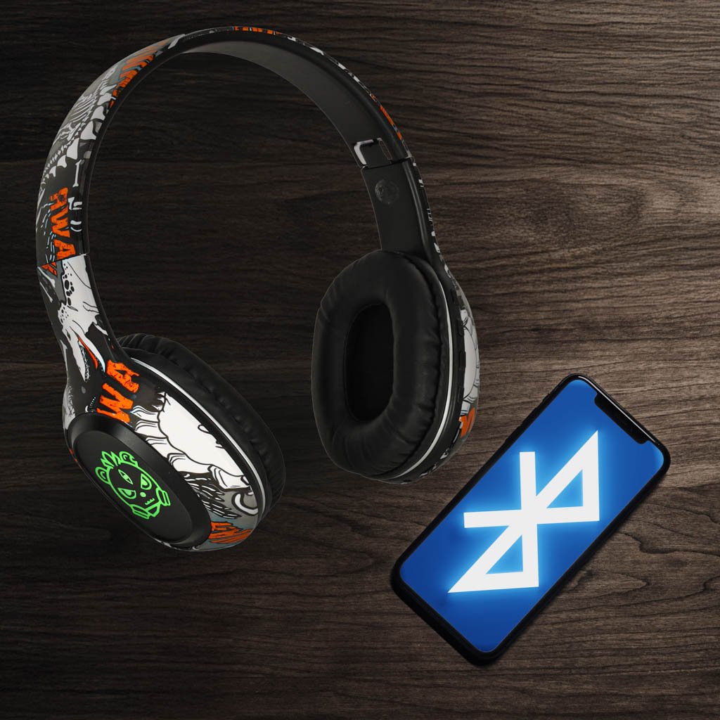 Sluchawki-bezprzewodowe-nauszne-Bluetooth-RGB-Gaming-Sport-200mAh-czarne-177499 "Bluetooth" belaidės ausinės į ausis "Gaming Sport", juodos spalvos