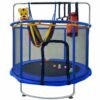 Trampolina-dla-dzieci-ogrodowa-siatka-pilki-koszykowka-155cm-niebieska-182706 Vaikų batutas sodo kamuolio tinklas krepšinio kamuolys 155cm mėlynas