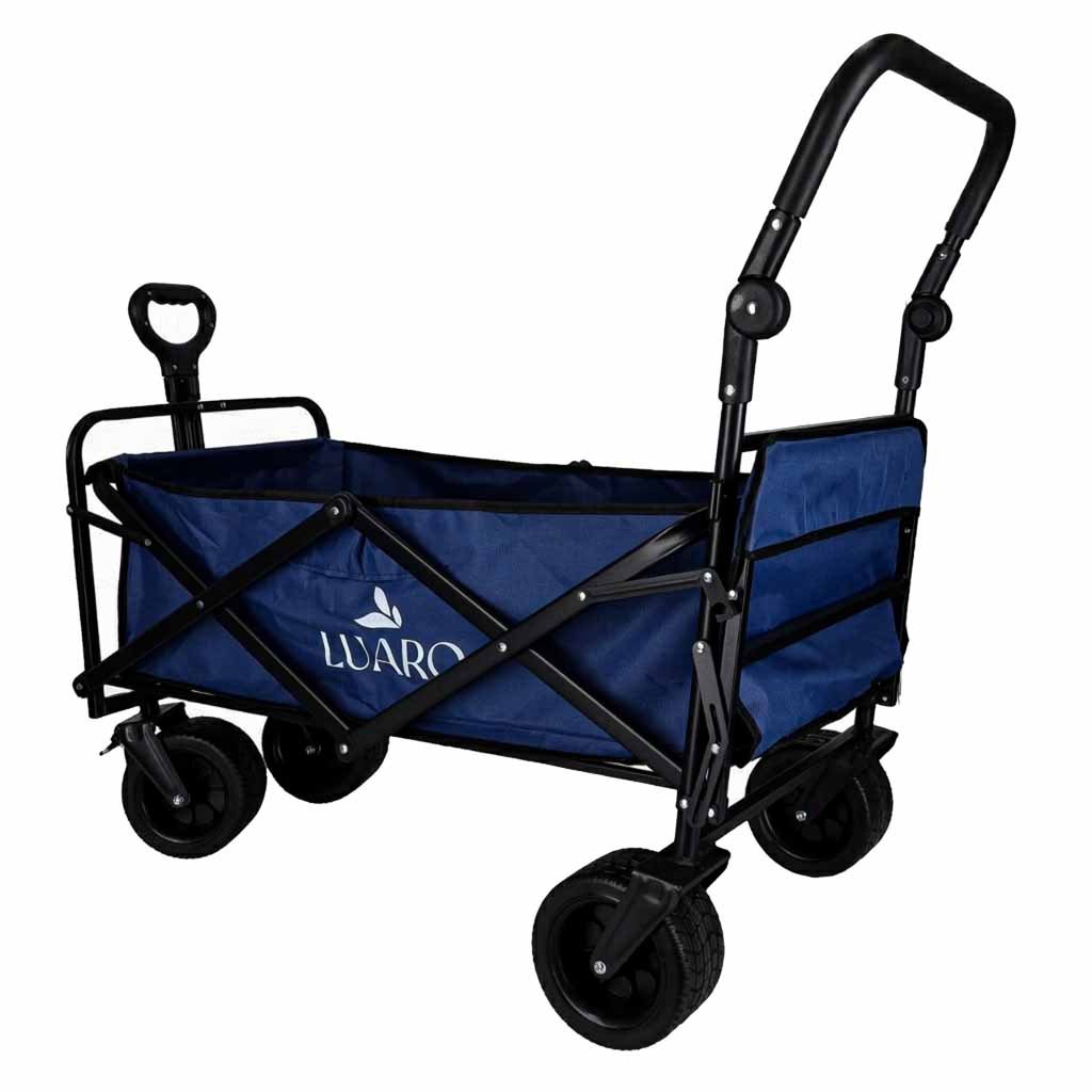 Wozek-transportowy-LUARO-plazowy-skladany-z-daszkiem-i-siatka-120l-granatowy-184383 LUARO paplūdimio transportavimo vežimėlis sulankstomas su stogeliu ir tinkleliu tamsiai mėlyna