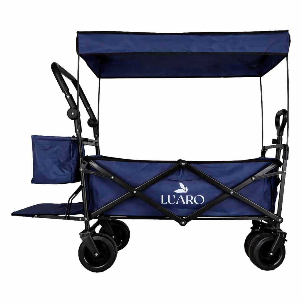 Wozek-transportowy-LUARO-plazowy-skladany-z-daszkiem-i-siatka-120l-granatowy-184387 LUARO paplūdimio transportavimo vežimėlis sulankstomas su stogeliu ir tinkleliu tamsiai mėlyna
