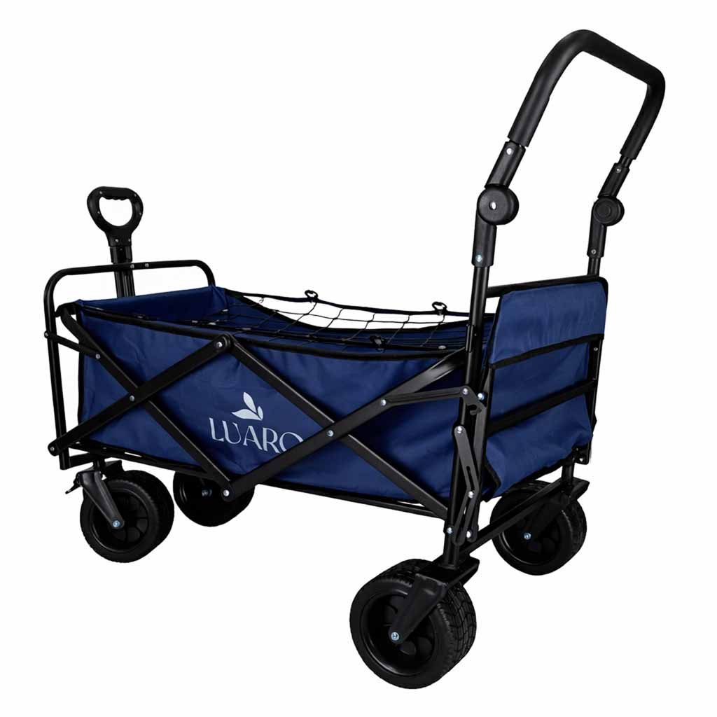 Wozek-transportowy-LUARO-plazowy-skladany-z-daszkiem-i-siatka-120l-granatowy-184426 LUARO paplūdimio transportavimo vežimėlis sulankstomas su stogeliu ir tinkleliu tamsiai mėlyna