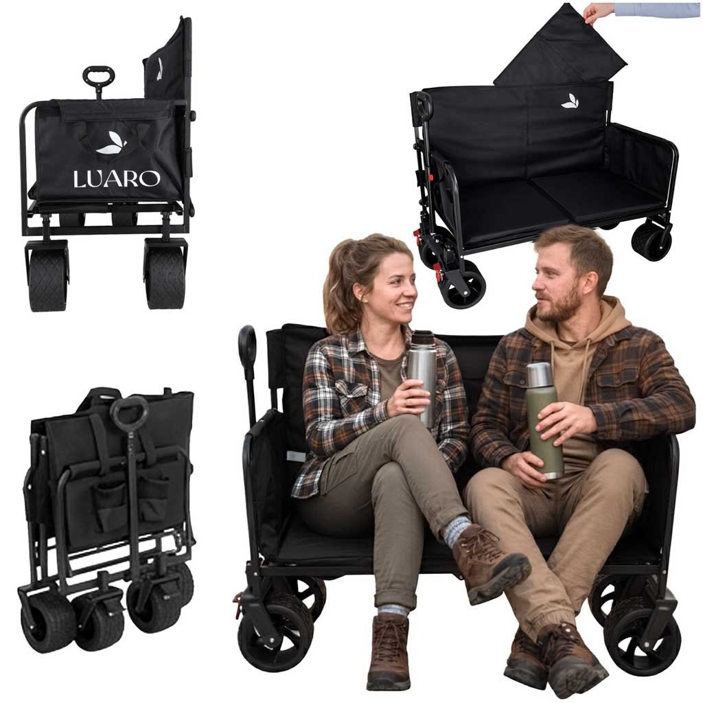 Wozek-transportowy-skladany-LUARO-siedzisko-z-oparciem-186123 LUARO transportavimo vežimėlis, sulankstoma lauko lova 2in1