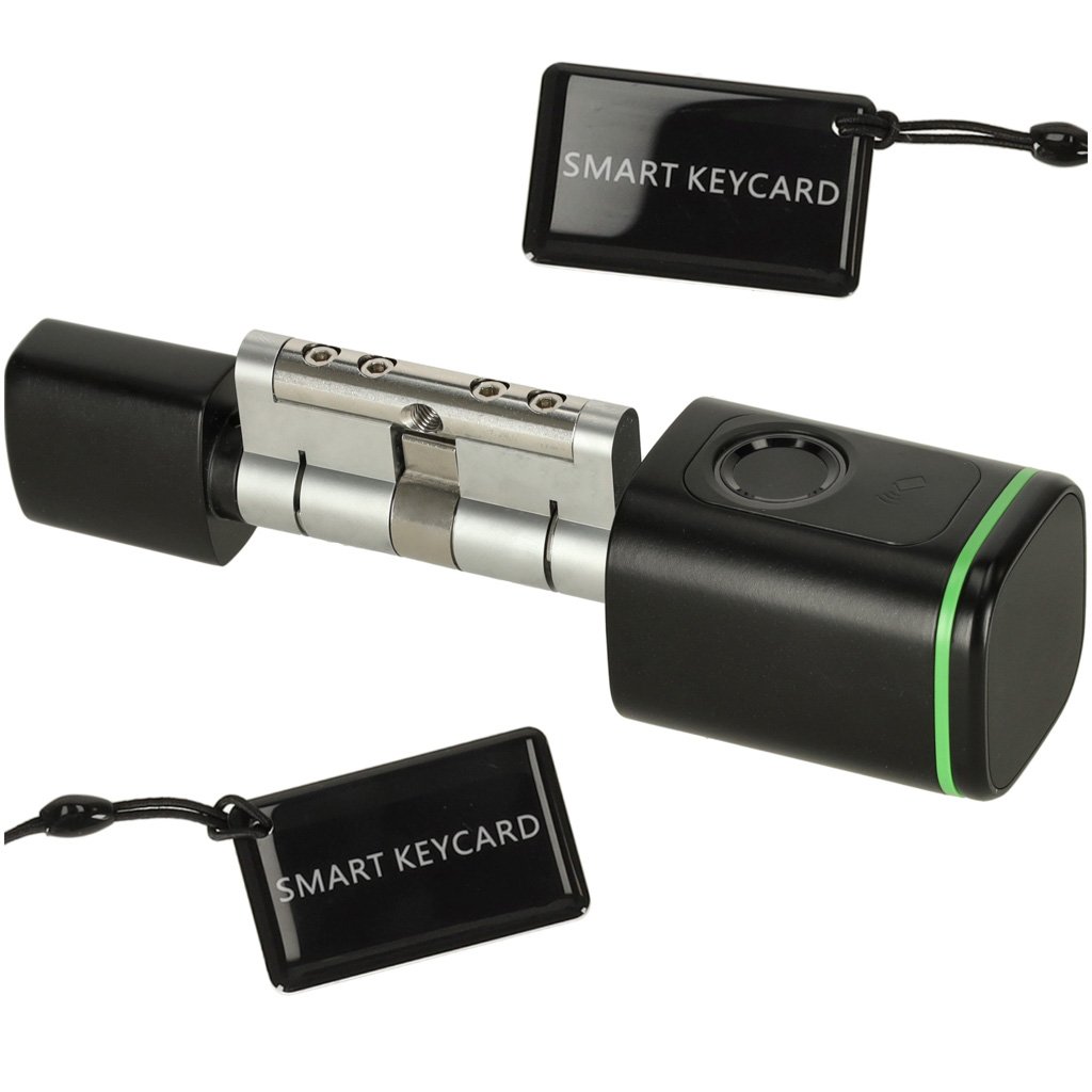 Zamek-elektroniczny-SMART-wkladka-inteligentna-do-drzwi-odcisk-palca-bluetooth-175287 Durų spynos pirštų atspaudų cilindras juodas